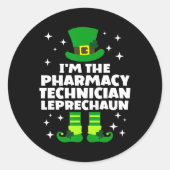 Irish Pharmacy Technician Leprechaun St Patricks D Runder Aufkleber (Vorderseite)