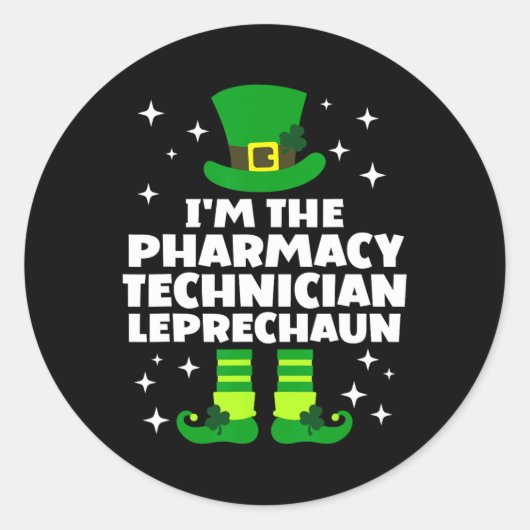 Irish Pharmacy Technician Leprechaun St Patricks D Runder Aufkleber (Vorderseite)