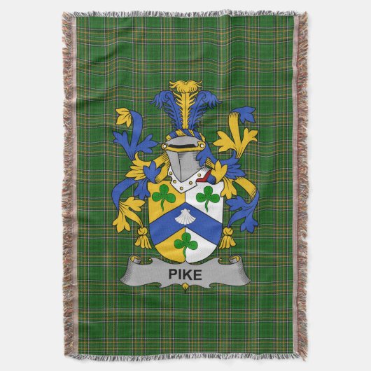 Irish Pike Coat of Arms Familienwappen Irland Decke (Vorderseite Vertikal)