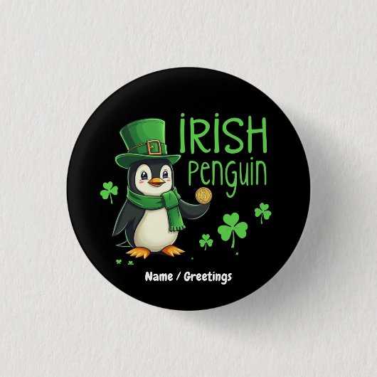 Irish Pinguin A Lucky Blend of Fun, Spaß, Charm Button (Vorderseite)