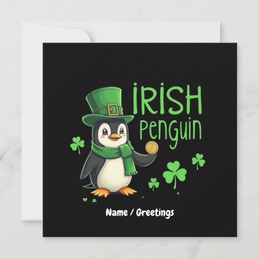 Irish Pinguin A Lucky Blend of Fun, Spaß, Charm Einladung (Vorderseite)