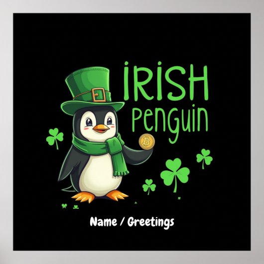 Irish Pinguin A Lucky Blend of Fun, Spaß, Charm Poster (Vorne)