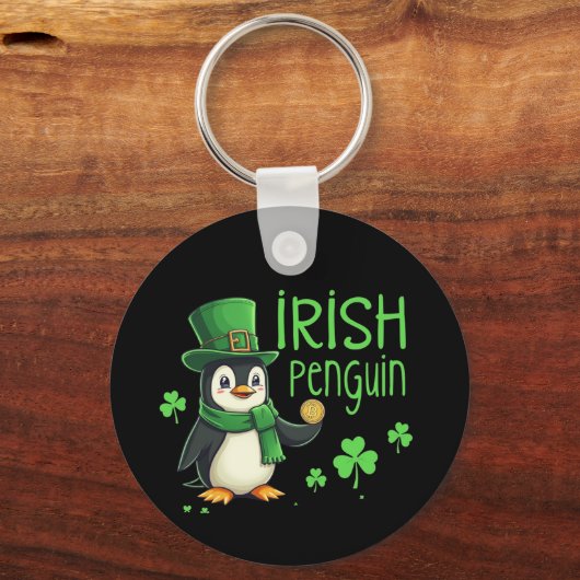 Irish Pinguin A Lucky Blend of Fun, Spaß, Charm Schlüsselanhänger (Vorderseite)
