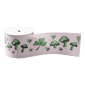 Irish Pink and Green Kleeblatt Heart & Mushroom 3" Ripsband (Spule)