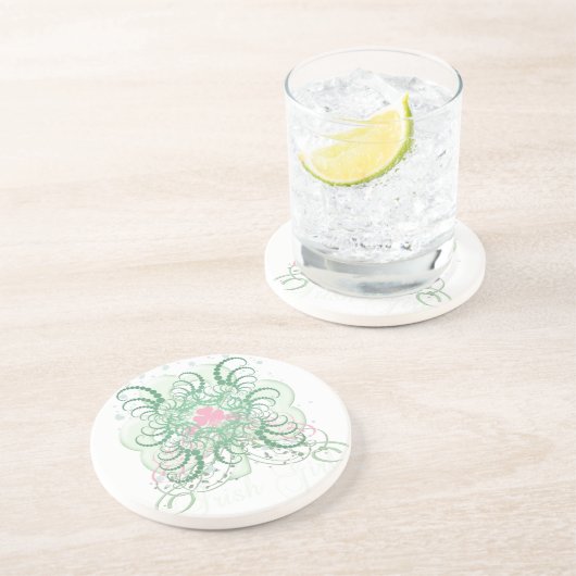 Irish Pink Kleeblatt Getränkeuntersetzer (Seite)