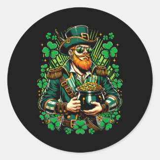 Irish Pirate St Patricks Day Party For Men Kids  Runder Aufkleber