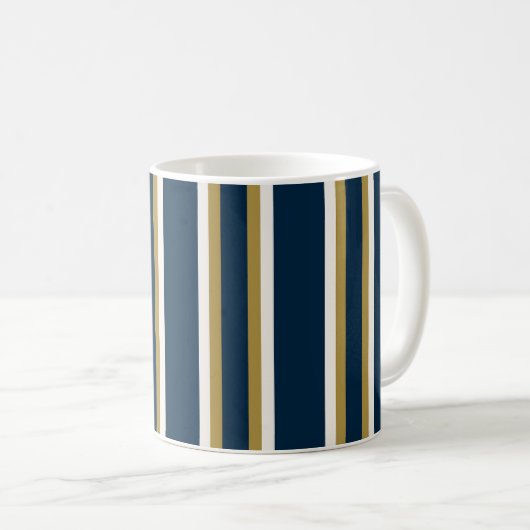 Irish Polo stripes Blue and Gold  Kaffeetasse (VorderseiteRechts)