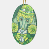 IRISH POODLE ST. PATRICK'S DAY HUNDE ORNAMENT Oval (Links)