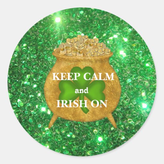 Irish Pot of Gold Sparkle Runder Aufkleber (Vorderseite)
