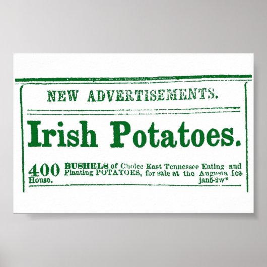 Irish Potato Newspaper Advertisement Zivil War Ära Poster (Vorne)