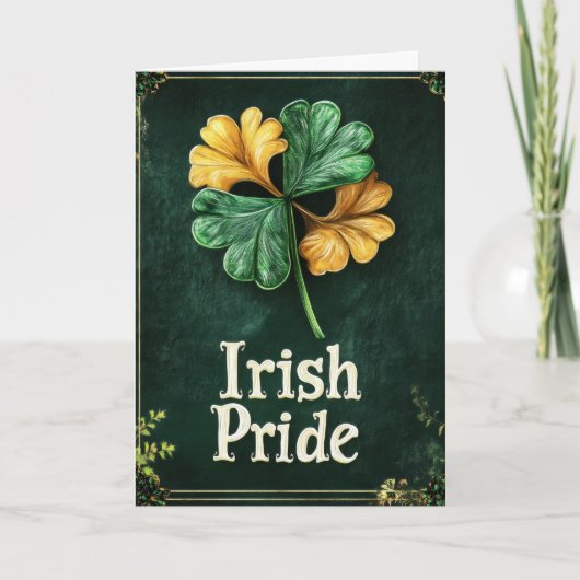 Irish Pride Gold Green Clover Feiertagskarte (Vorderseite)
