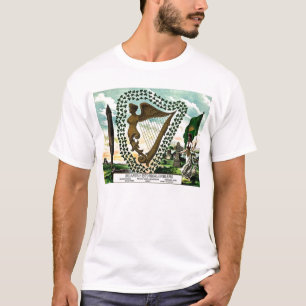 Irish Pride Ireland's Emblems golden harp clovers T-Shirt