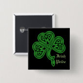 Irish Pride Lucky Celtic Kleeblatt Square Button (Vorne & Hinten)