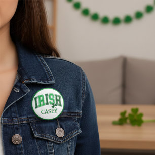 Irish Pride Retro St Patrick's Day Monogram Button