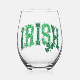 Irish Pride Retro St Patrick's Day Weinglas Ohne Stiel