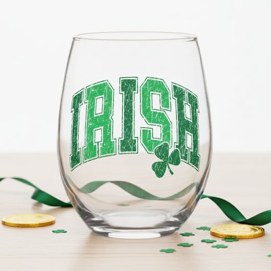 Irish Pride Retro St Patrick's Day Weinglas Ohne Stiel