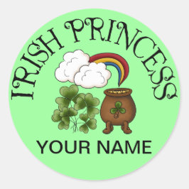 Irish Princess Kleeblatts Pot of Gold Runder Aufkleber