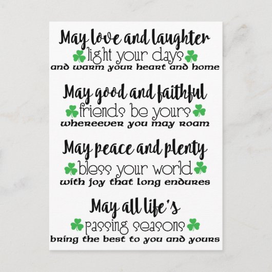Irish Proverb Blessing Postkarte (Vorderseite)