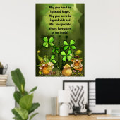 Irish Proverb, Clovers and Leprechaun Gnomes Poster (Heimbüro)