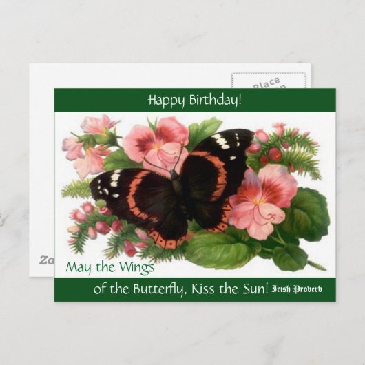 Irish Proverb Happy Birthday Butterfly PC Postcard Postkarte (Vorne/Hinten)