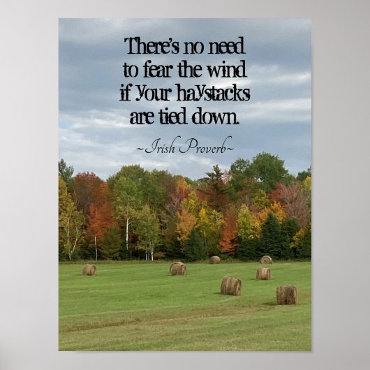 Irish Proverb Keine Notwendigkeit, den Wind Herbst Poster (Vorne)