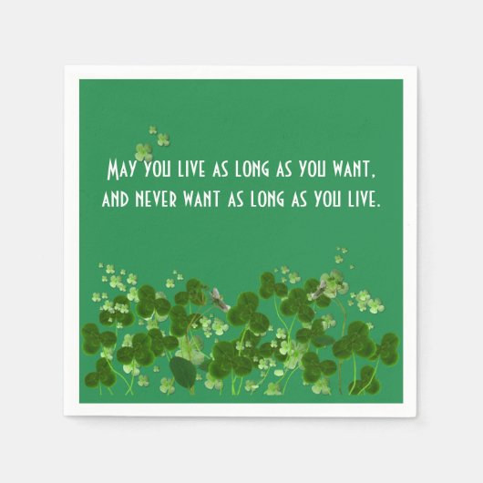 Irish Proverb on Green mit Kleeblättern Serviette (Vorderseite)