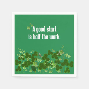 Irish Proverb on Green mit Kleeblättern Serviette
