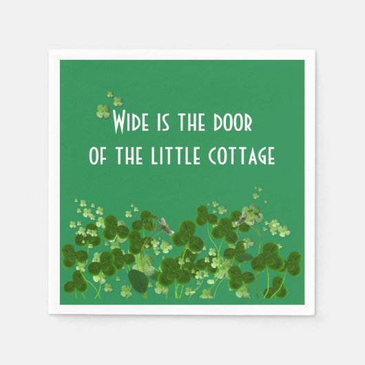 Irish Proverb on Green mit Kleeblättern Serviette (Vorderseite)