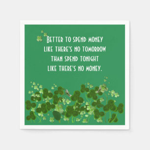 Irish Proverb on Green mit Kleeblättern Serviette