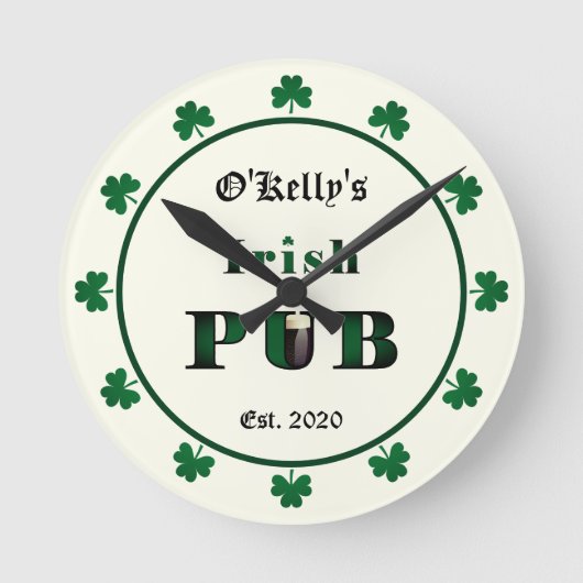 Irish Pub Bar Tavern Acryl Wall Clock Runde Wanduhr (Vorderseite)