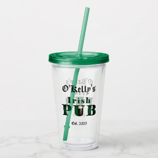 Irish Pub Bar Tavern Acrylic Tumbler Brille w Lid Acryltrinkbecher