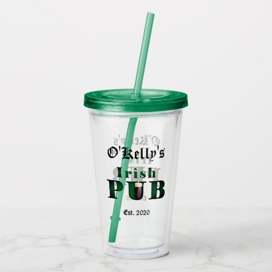 Irish Pub Bar Tavern Acrylic Tumbler Brille w Lid Acryltrinkbecher (Rückseite)