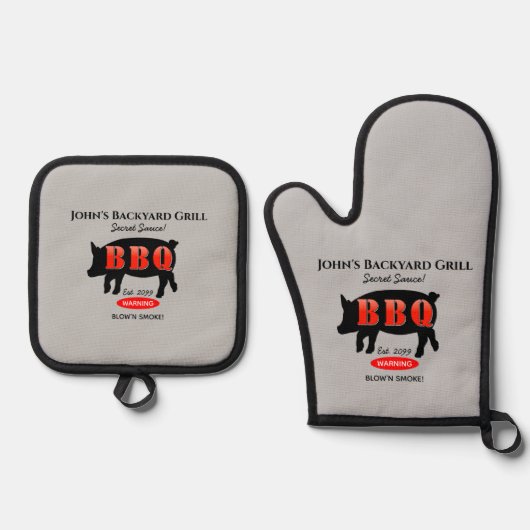 Irish Pub Bar Tavern GRILLEN Oven Mitt & Pot Holde Ofenhandschuh & Topflappen-Set (Vorderseite)