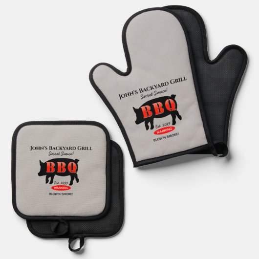 Irish Pub Bar Tavern GRILLEN Oven Mitt & Pot Holde Ofenhandschuh & Topflappen-Set (Vorderseite/Rückseite)