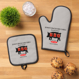 Irish Pub Bar Tavern GRILLEN Oven Mitt & Pot Holde Ofenhandschuh & Topflappen-Set
