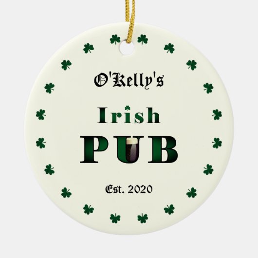 Irish Pub Bar Tavern Weihnachtsdekoration Keramik Ornament (Vorne)