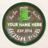 Irish Pub Bierfass Runder Pappuntersetzer (Vorderseite)