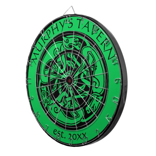 Irish Pub Celtic Dogs Black & Green St Patrick Bar Dartscheibe (Vorderseite rechts)