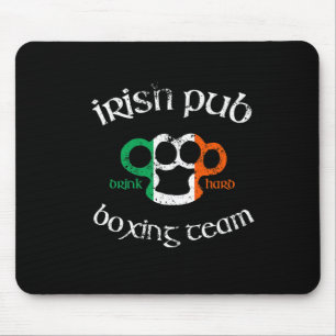 Irish Pub Drink Hard Boxing Team gestörtes T-Shirt Mousepad