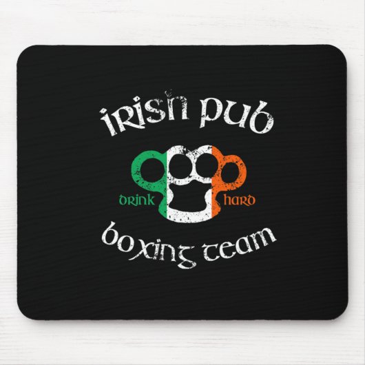 Irish Pub Drink Hard Boxing Team gestörtes T-Shirt Mousepad (Vorne)