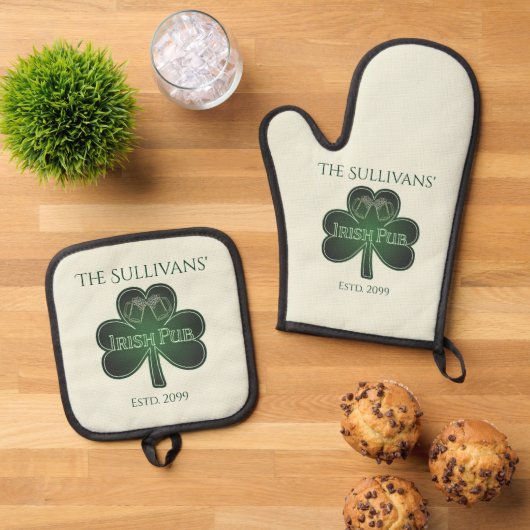 Irish Pub Ofenhandschuh & Topflappen-Set (Oben Unten)