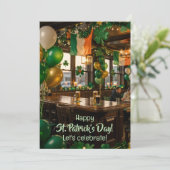 Irish pub ready for St. Patrick's Day party, green Einladung (Stehend Vorderseite)