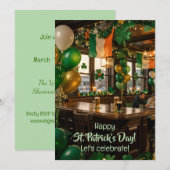 Irish pub ready for St. Patrick's Day party, green Einladung (Vorne/Hinten)