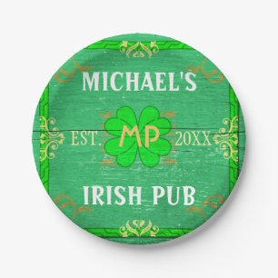 Irish Pub Schild St Patricks Bar Bier Benutzerde Pappteller