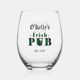 Irish Pub Stemless Wine Cocktail Glass Trinkbehält Weinglas Ohne Stiel
