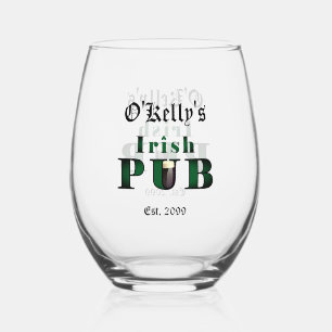 Irish Pub Stemless Wine Cocktail Glass Trinkbehält Weinglas Ohne Stiel