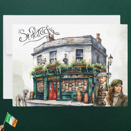 Irish Pub Watercolor Happy St. Patrick's Day Feiertagskarte