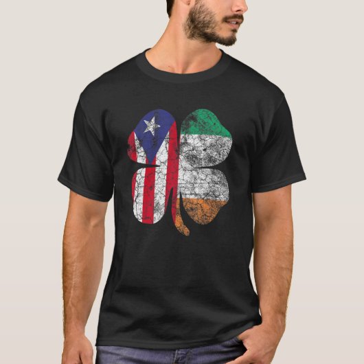 Irish Puerto Rican Flag Irland Kleeblatt St Patric T-Shirt (Vorderseite)
