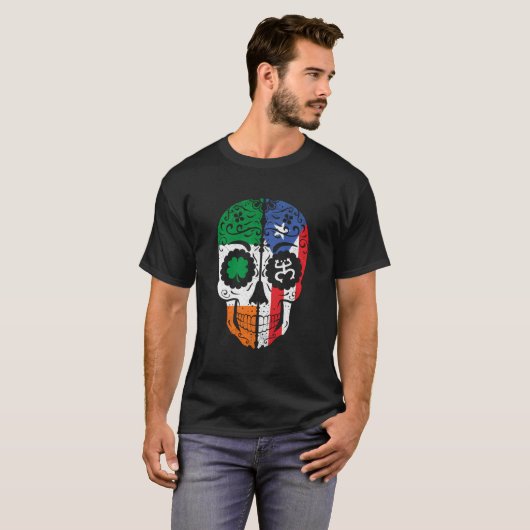 Irish Puerto Rico Flag Skull Boricua Puerto Rico T-Shirt (Vorne ganz)