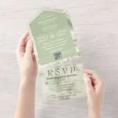 Irish QR-Code für botanische Blumenchartreuse All In One Einladung (Abreißen)